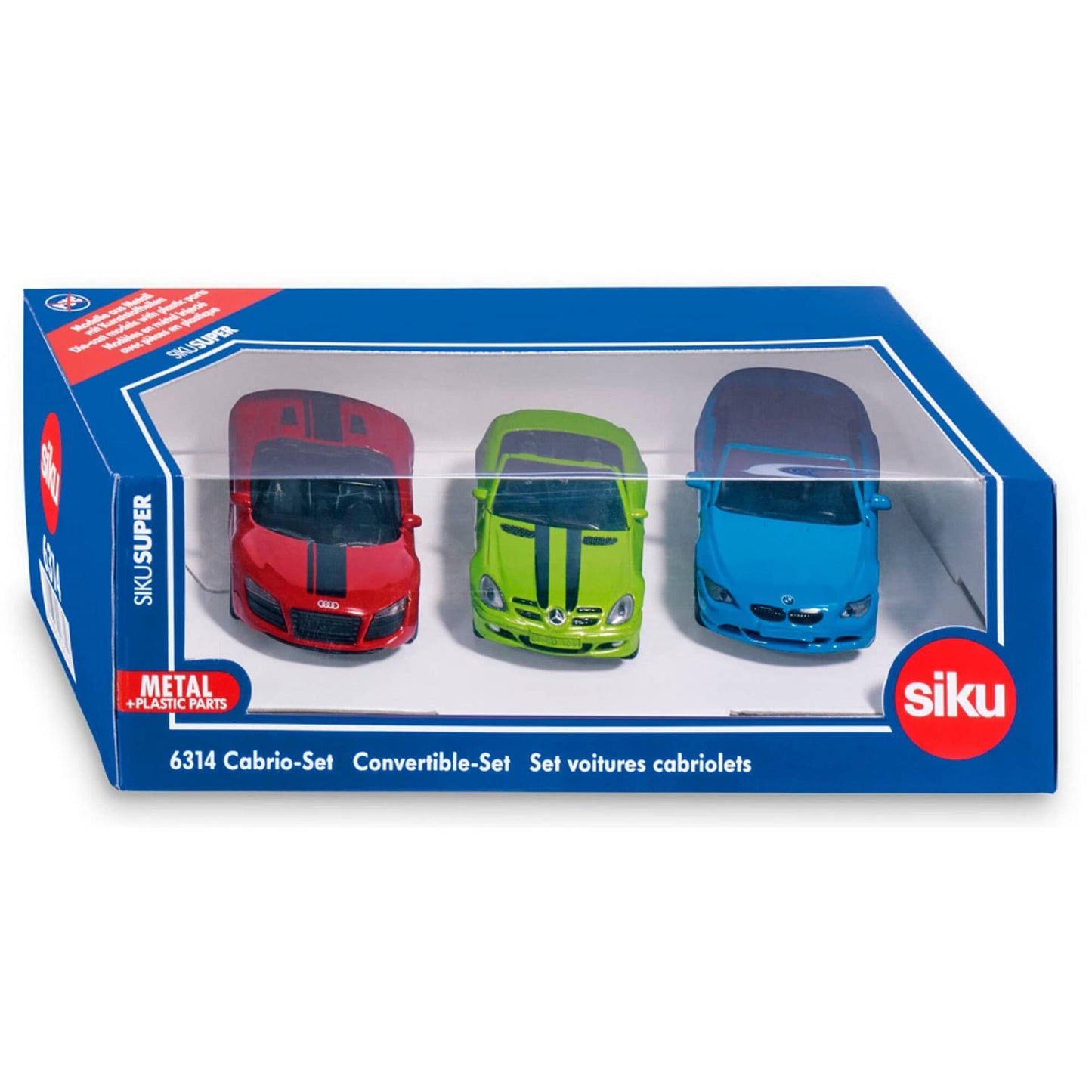 Siku - Convertible Cars 3 X Vehicle Set Mercedes Slk Audi R8 Spyder And Bmw 645i.