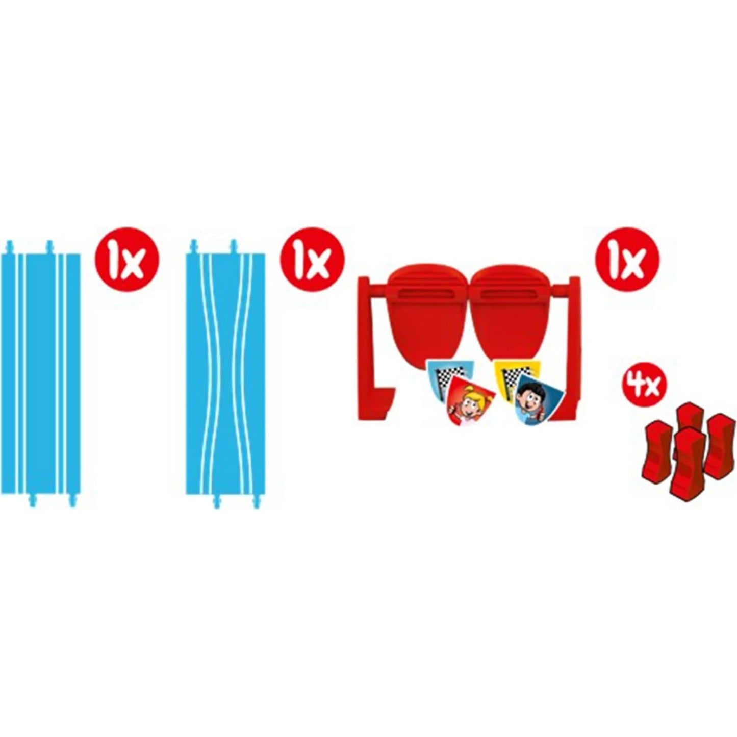 Carrera First - Expansion Pack One fits All 1 x straight track 1 x narrow section 4 x supports and flippers to drive through - Slot Car Track Accessories