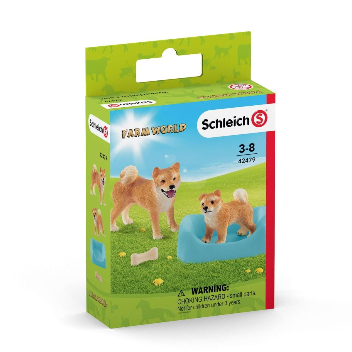 Schleich - Shiba Inu Mother And Puppy Farm World Animal Figurine Animal Playset