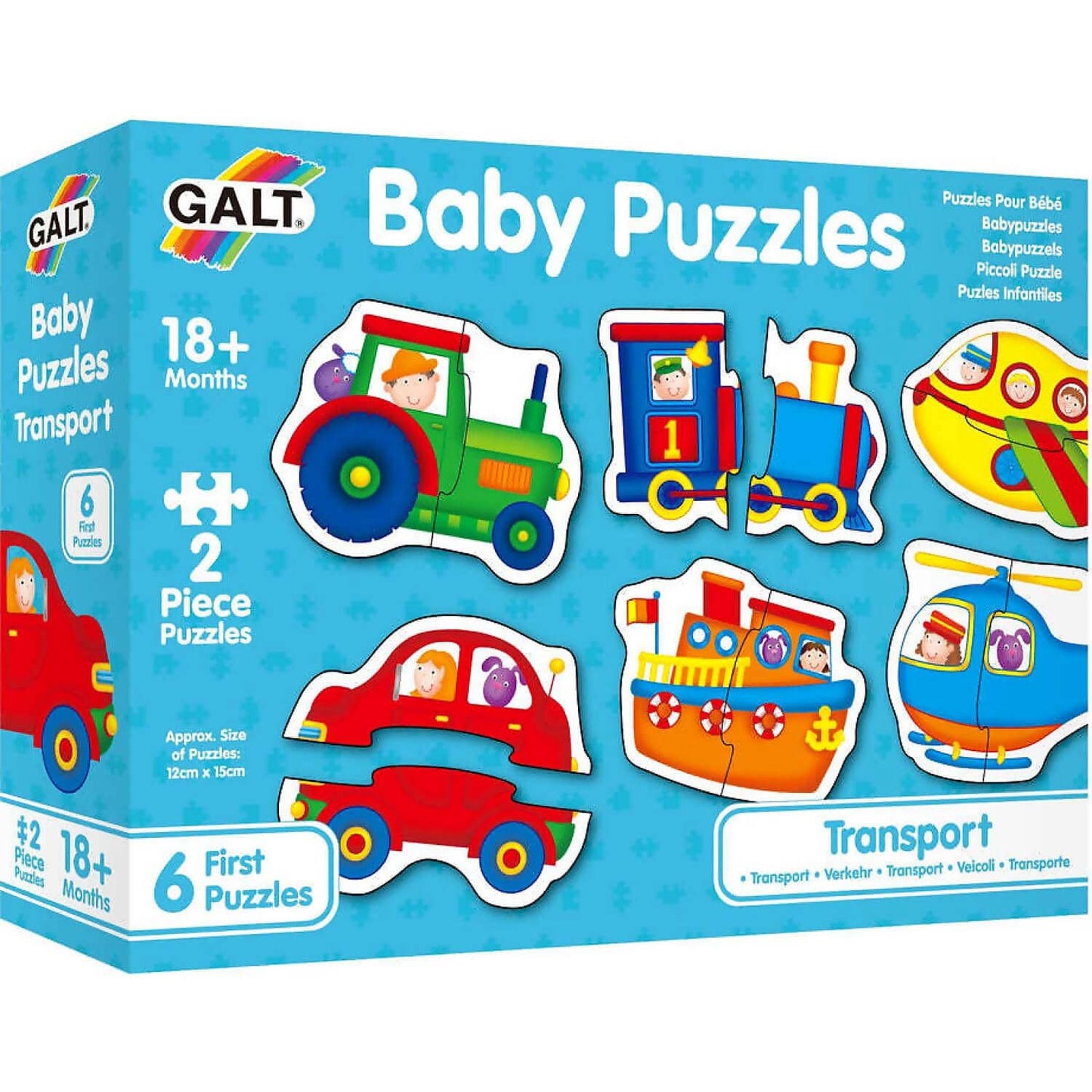 GALT - Transport Baby Jigsaw Puzzle - 6 Different Puzzles - 2 Pieces Each