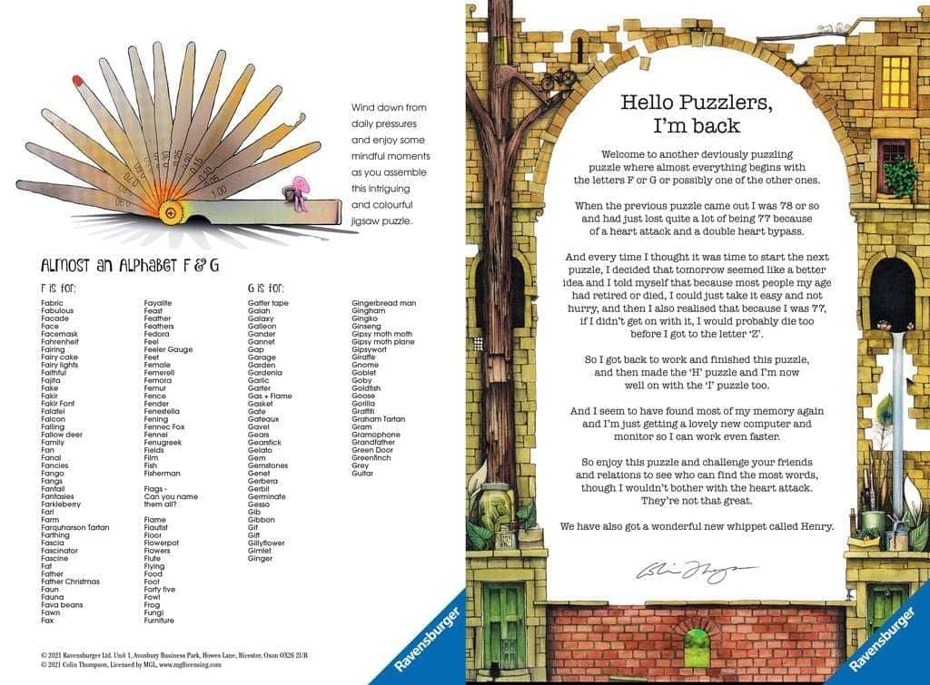 Ravensburger - Awesome Alphabet F & G Jigsaw Puzzle 1000 Pieces