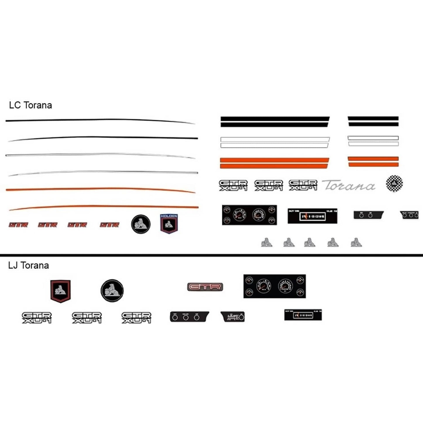 DDA Collectibles 1:24 Scale - LC & LJ Torana Decal Kit - Diecast Model Accessory