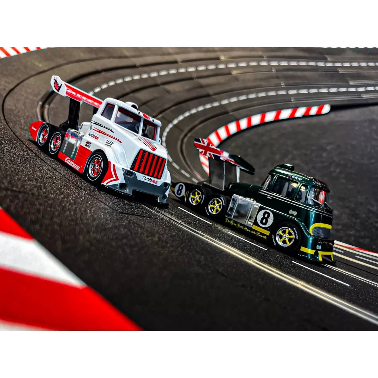 Carrera Digital 1:32 - Racetruck Cabover British Racing Green No.8 - Slot Car Also Suits Scalextric