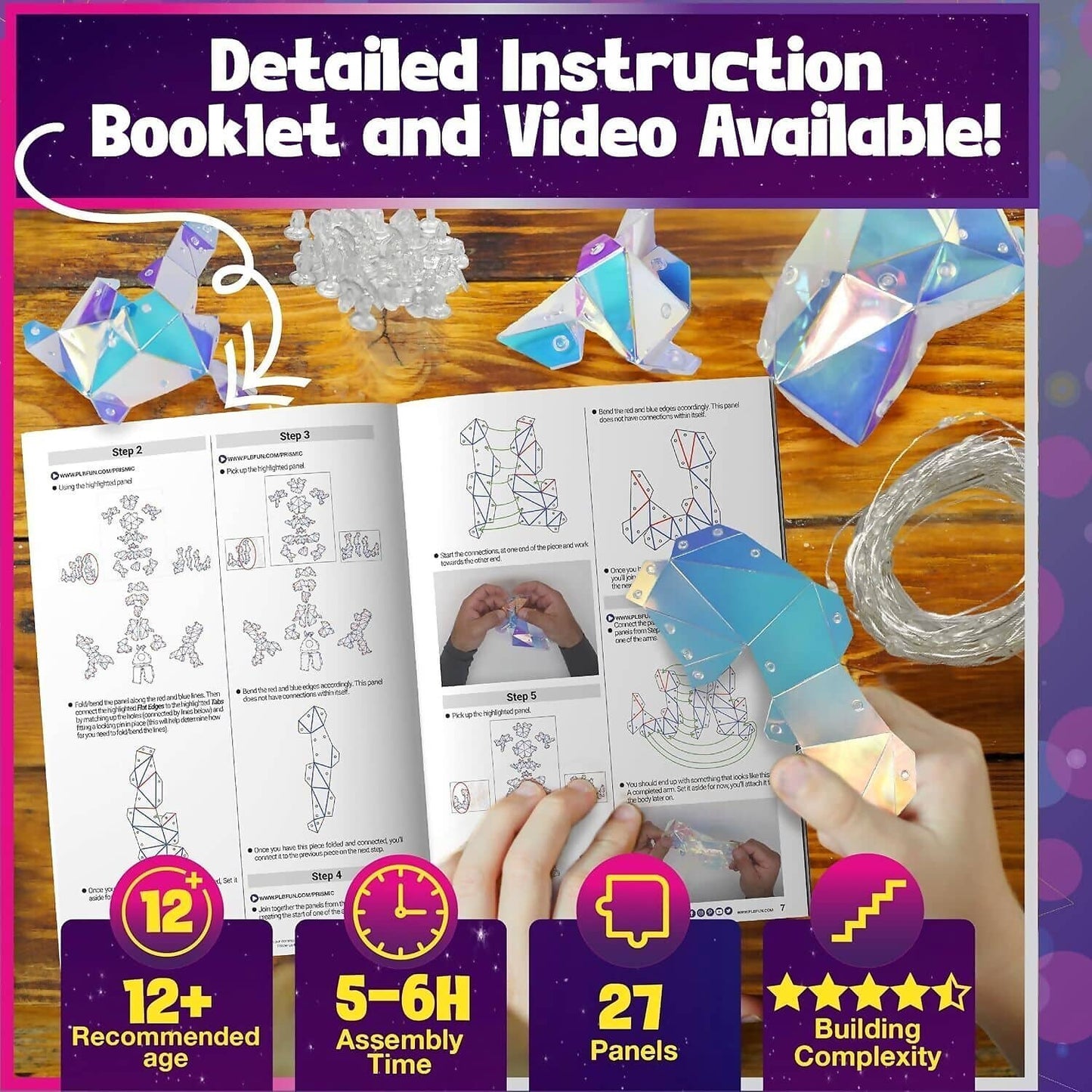 Purple Ladybug - Prismic Bear Lantern 3D Shape Puzzle Kit