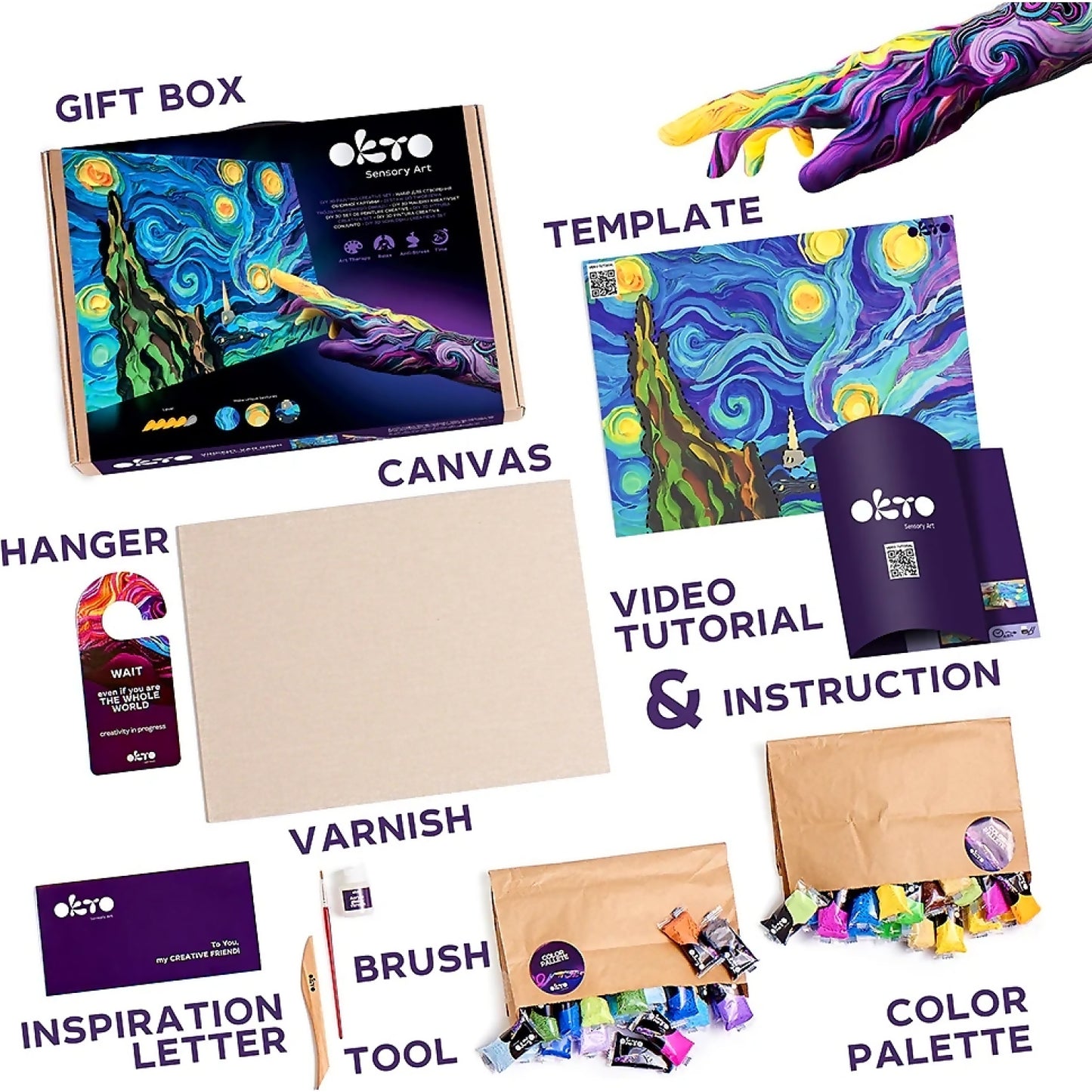 OKTO Sensory Art - DIY 3D Painting Creative Set Starry Night 30cm x 40cm