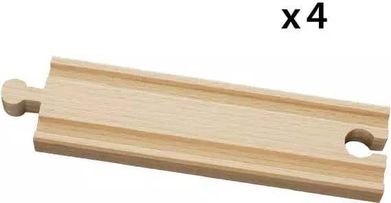 Brio World - Wooden Train Tracks Medium Straight Tracks 4pce