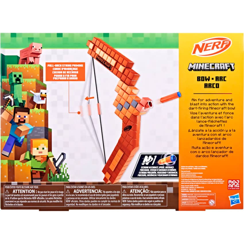 Nerf - Minecraft Bow Dart Blaster Pull Back String - Hasbro