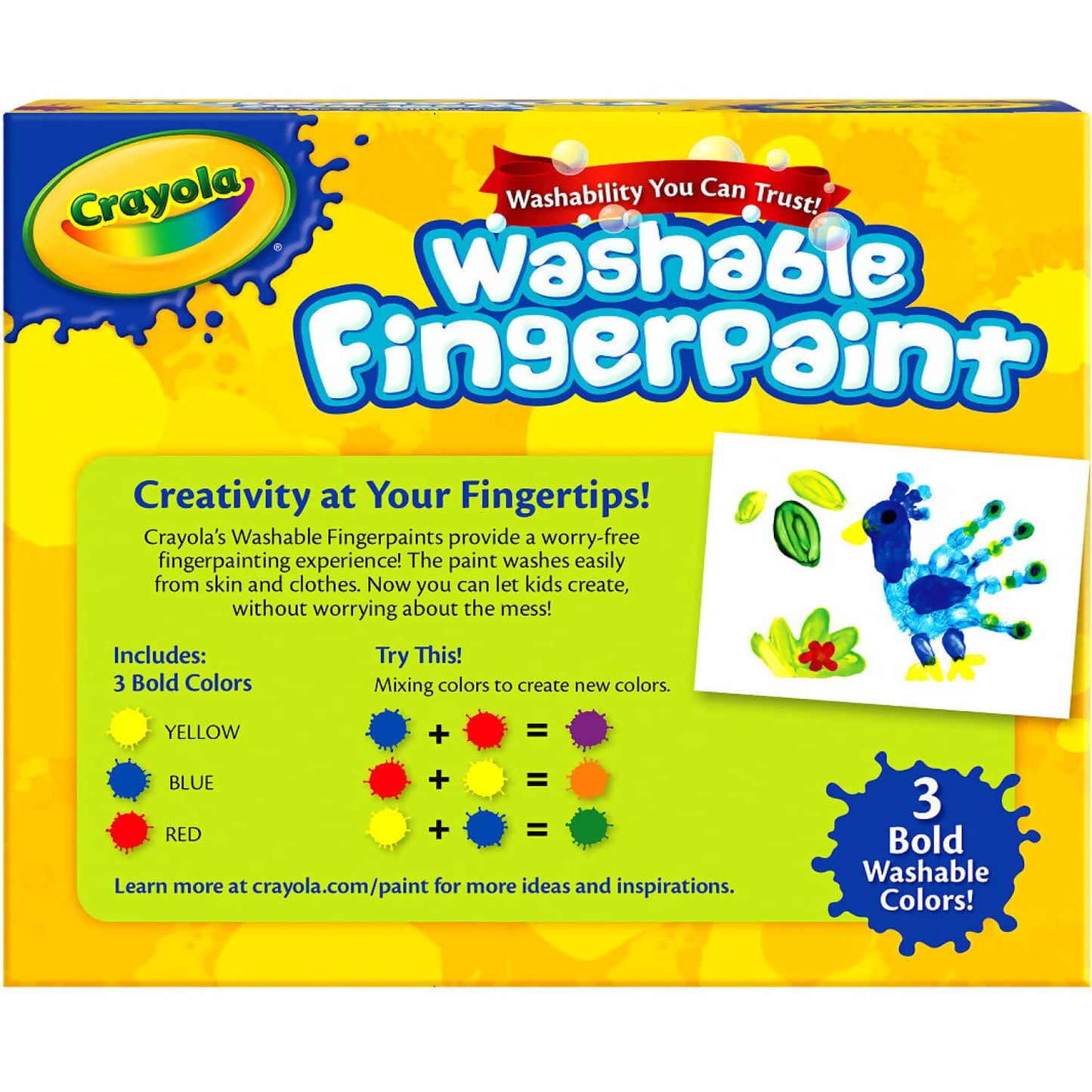 Crayola - Washable Fingerpaints - 3 Bold Colors