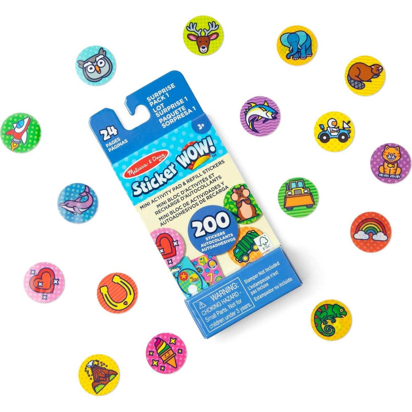 Melissa & Doug - Sticker WOW! Mini Activity Pad & Refill Stickers - Surprise Pack 1 (200+ Stickers Stamper Not Included)
