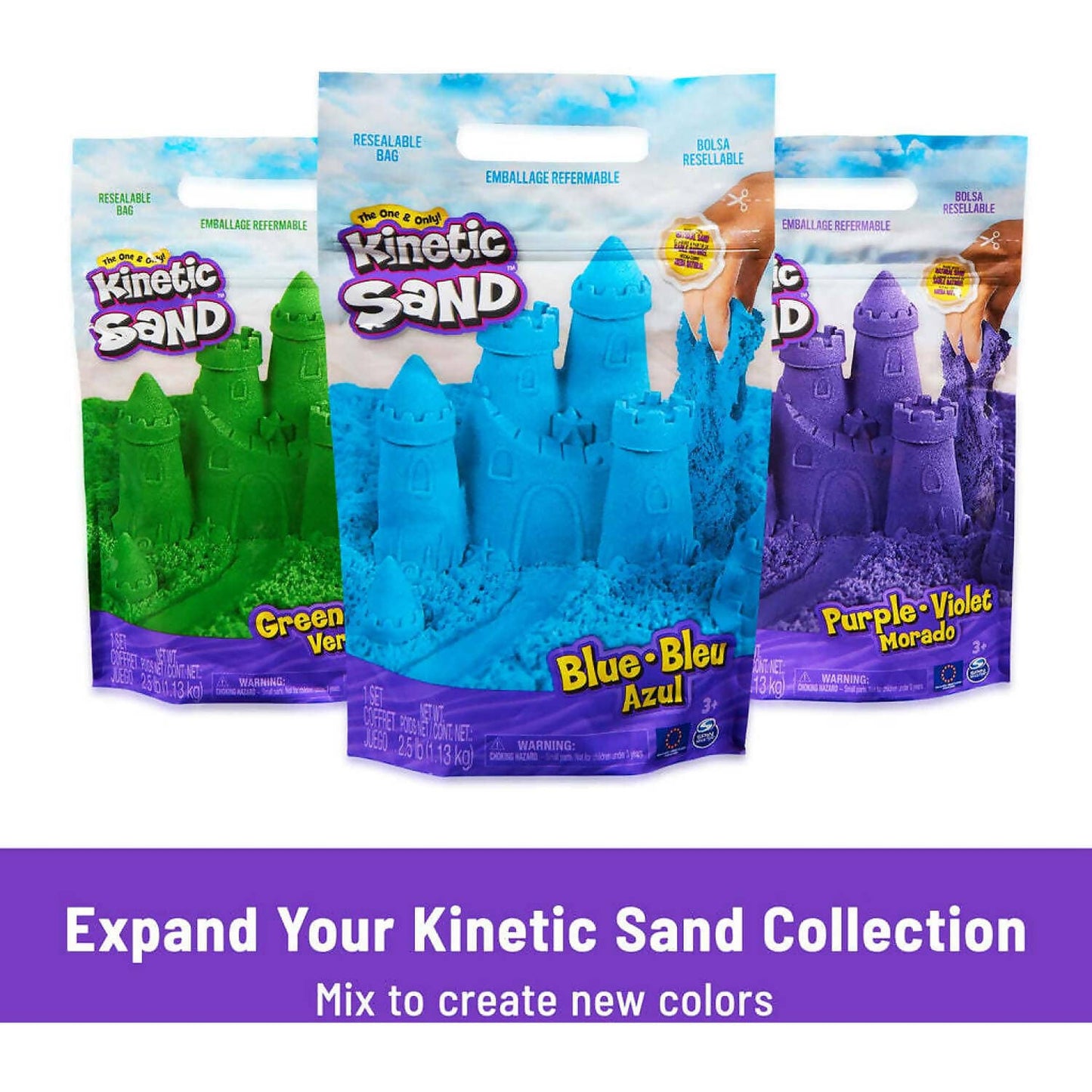 Kinetic Sand - Sandbox Set Moldable Sand 454gm Blue - Spin Master