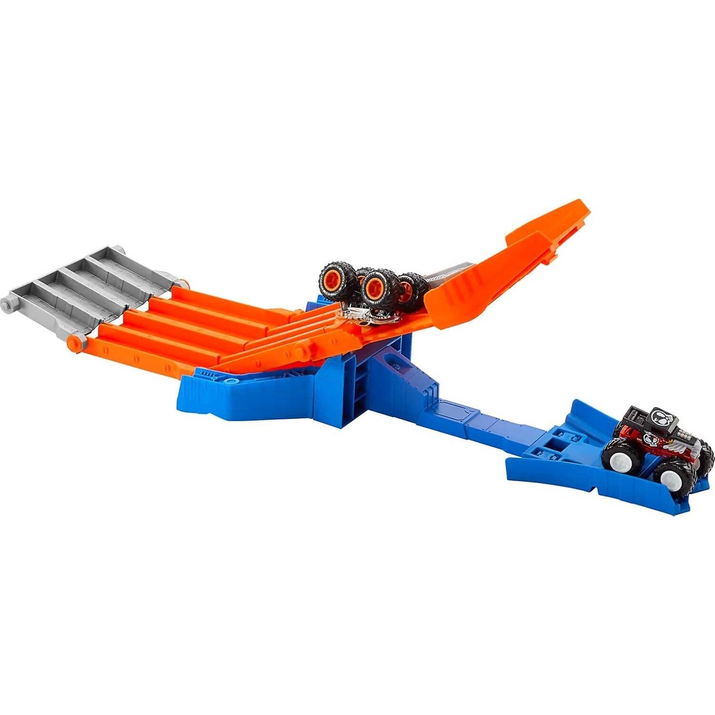 Hot Wheels - Monster Trucks Sharks Vs. Dinos Track Set with 1:64 Scale Mega-Wrex & Tiger Shark - Mattel