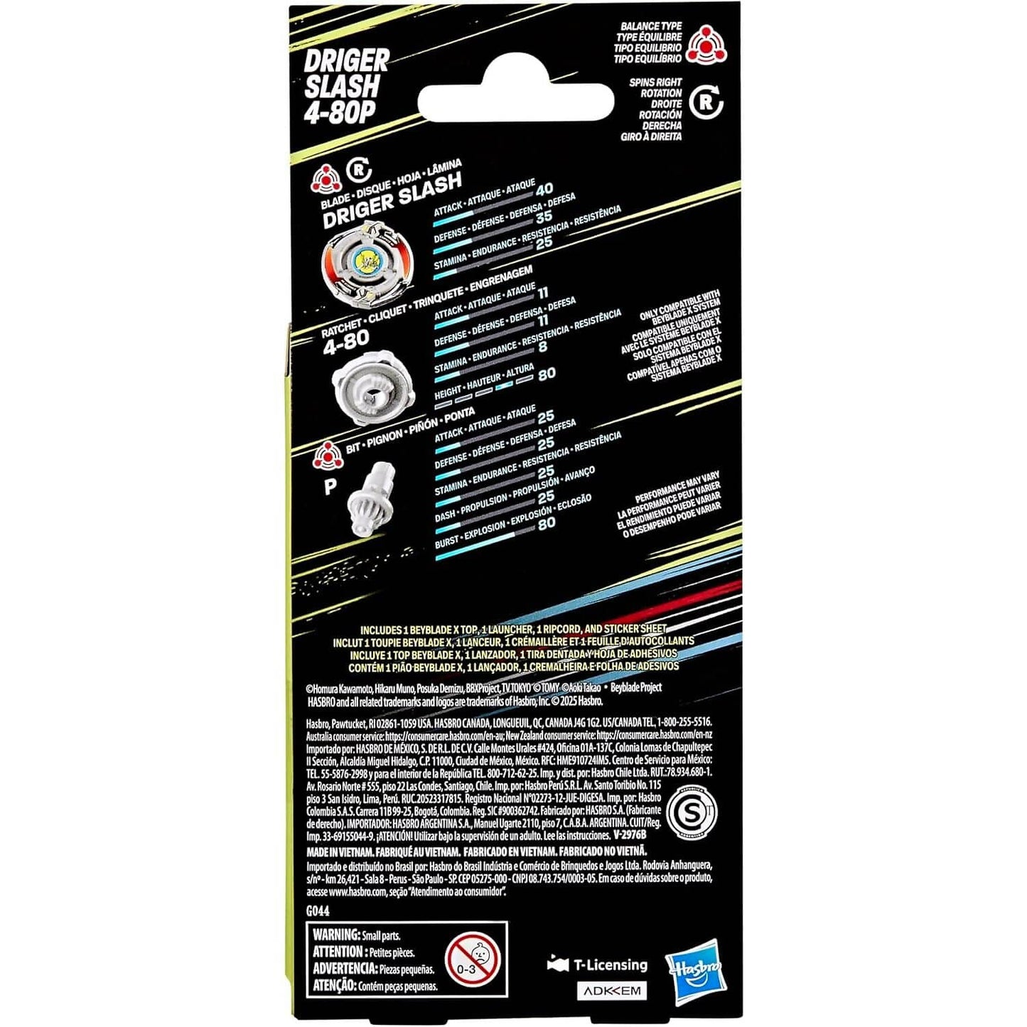 Beyblade X - X-Over Project Driger Slash 4-80P Starter Pack Set Balance Type Top and Launcher