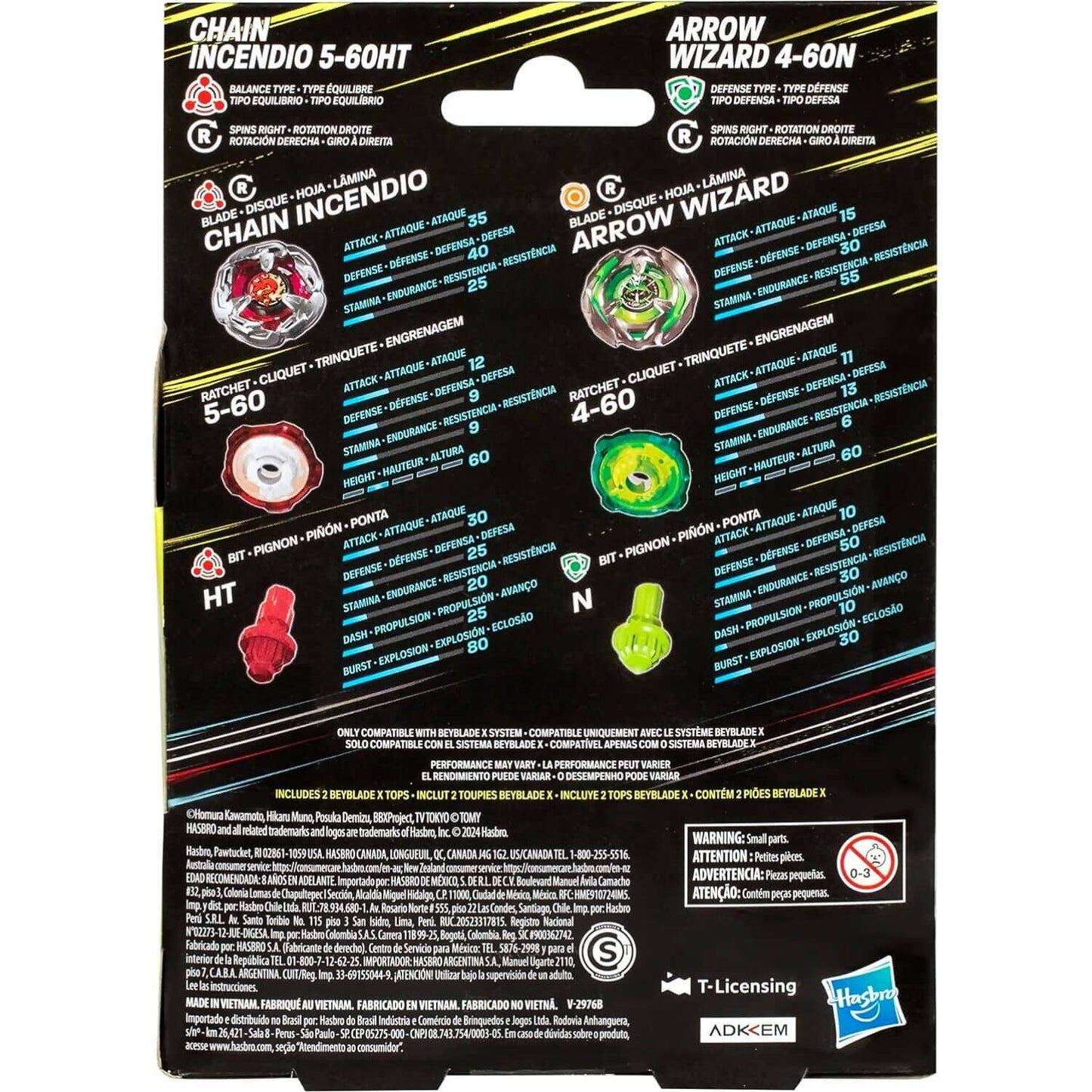 Beyblade X - Chain Incendio 5-60HT and Arrow Wizard 4-60N