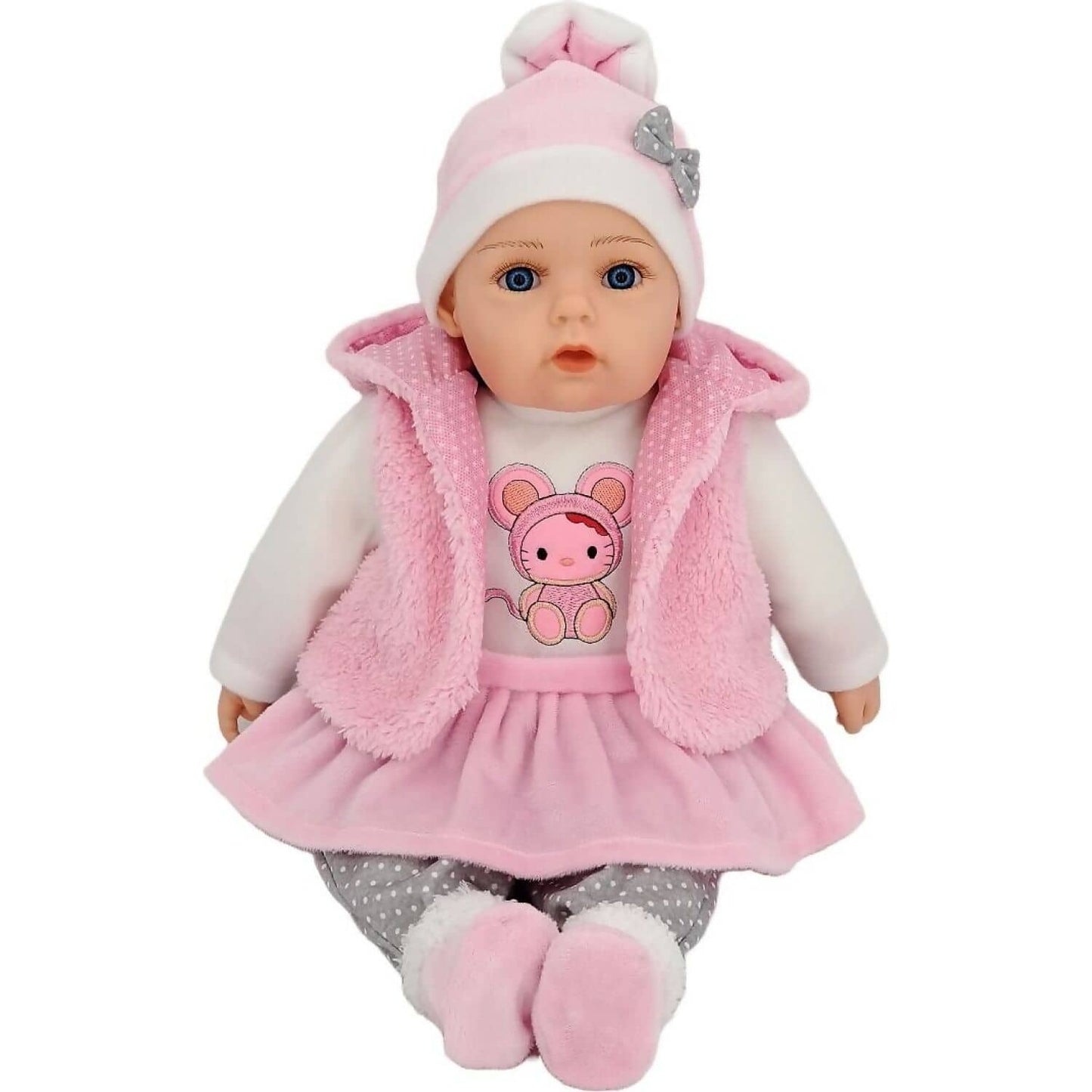 Cotton Candy - Baby Doll Sonia With Pink Fleece Vest Soft Body 50cm