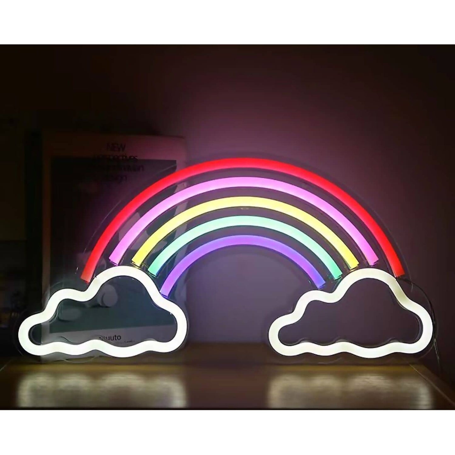 Cotton Candy - Rainbow With Clouds LED Neon Light Wall Sign Multicoloured 16-Inch USB Powered