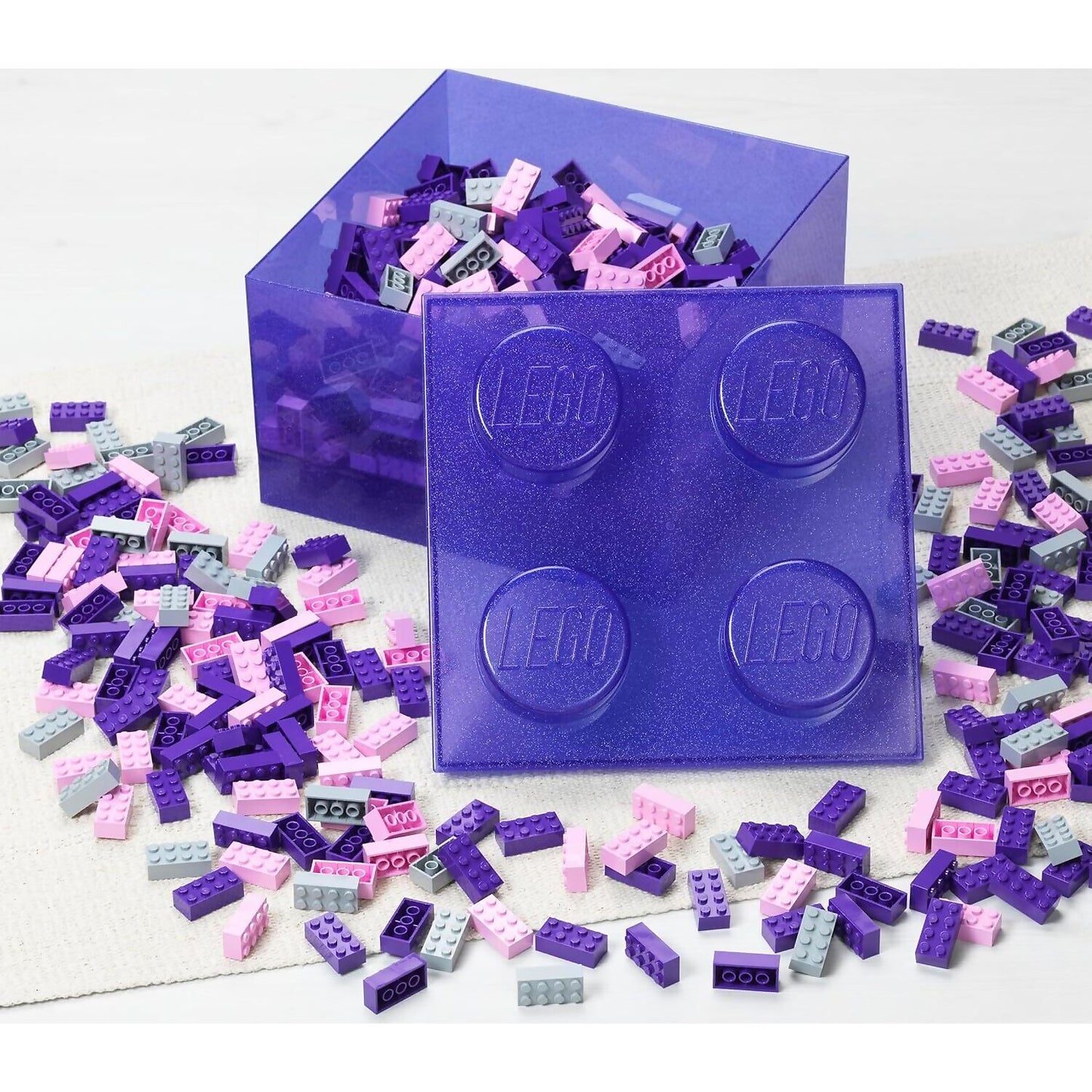 LEGO Storage Brick 4 Studs Top Lid Translucent Glitter Violet - Room Copenhagen
