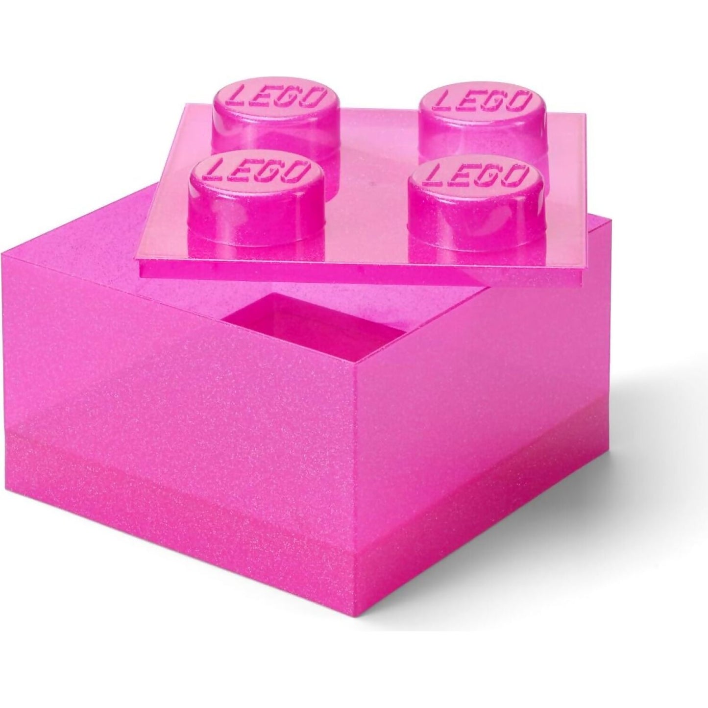LEGO Storage Brick 4 Studs Top Lid Translucent Glitter Pink - Room Copenhagen