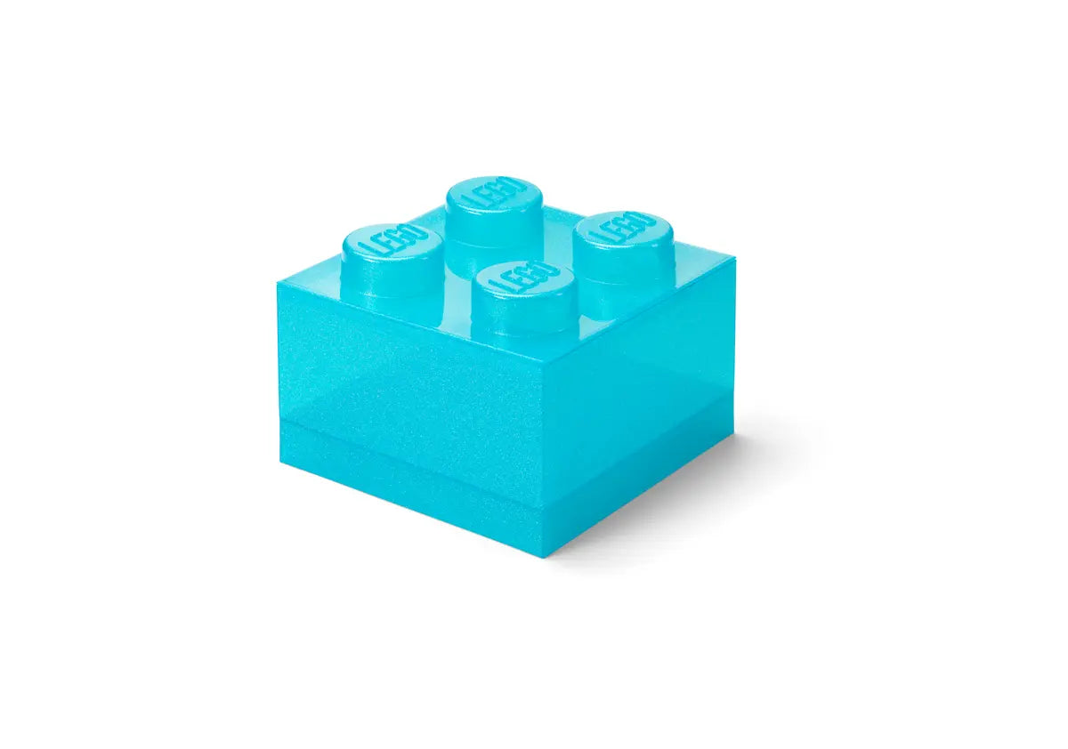 LEGO Storage Brick 4 Studs Top Lid Translucent Glitter Light Blue - Room Copenhagen