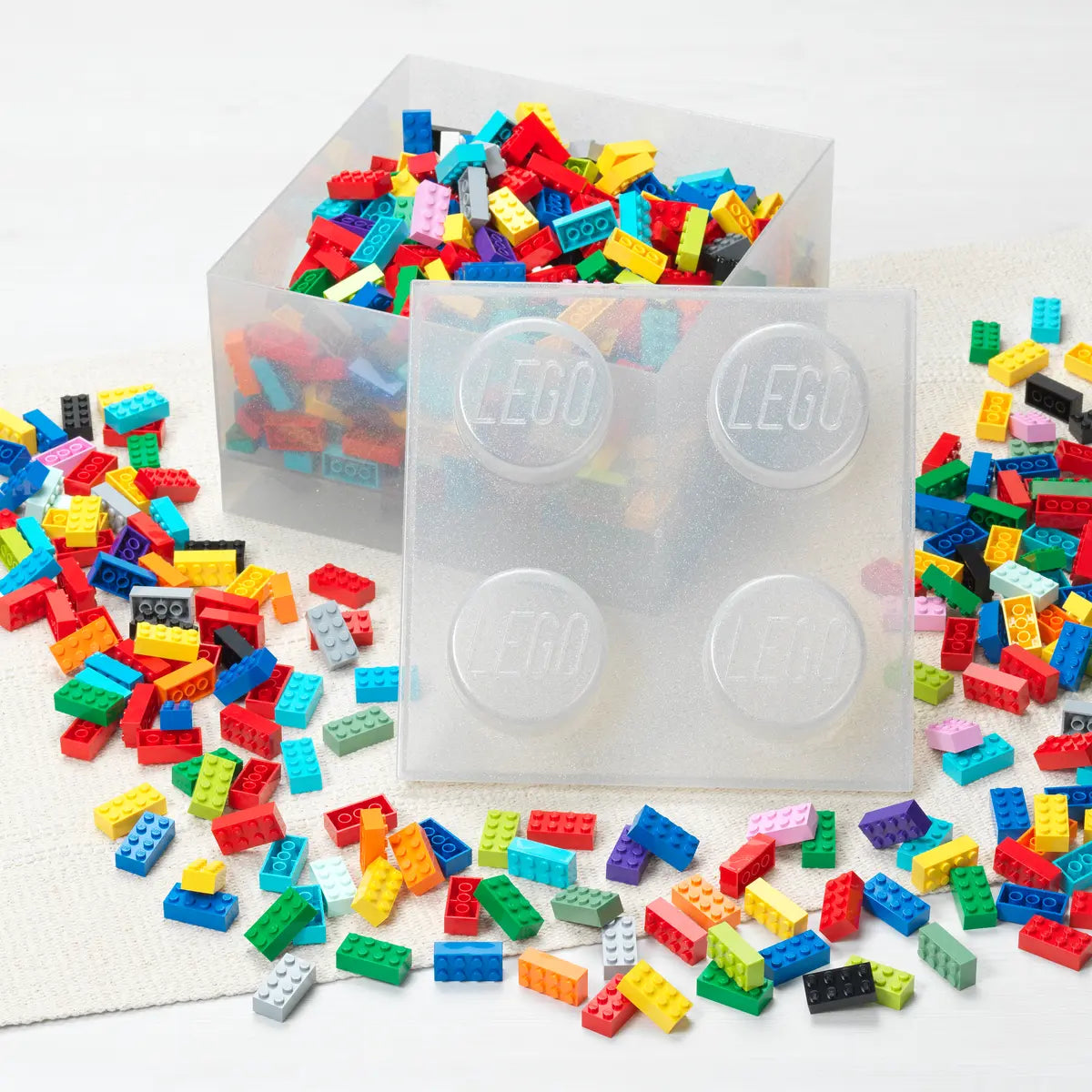 LEGO Storage Brick 4 Studs Top Lid Translucent Glitter Clear - Room Copenhagen