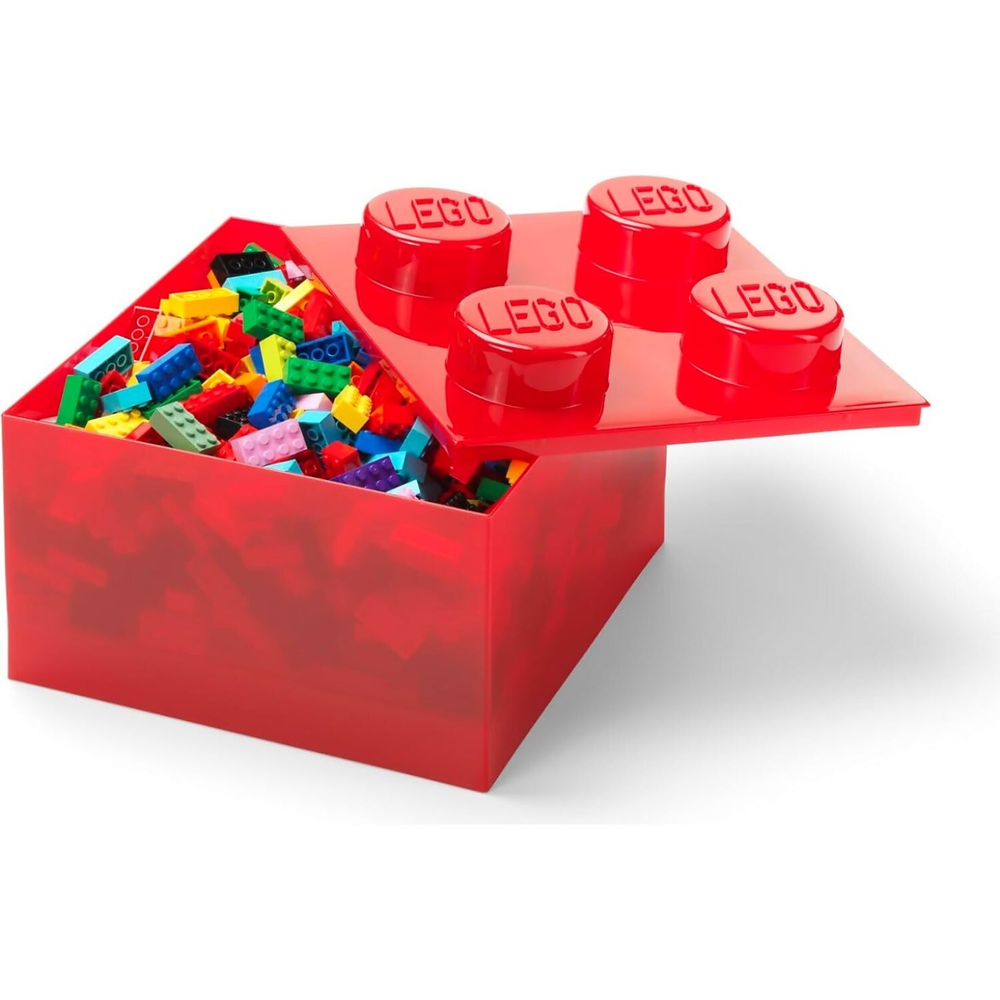 LEGO Storage Brick 4 Studs Top Lid Translucent Red - Room Copenhagen