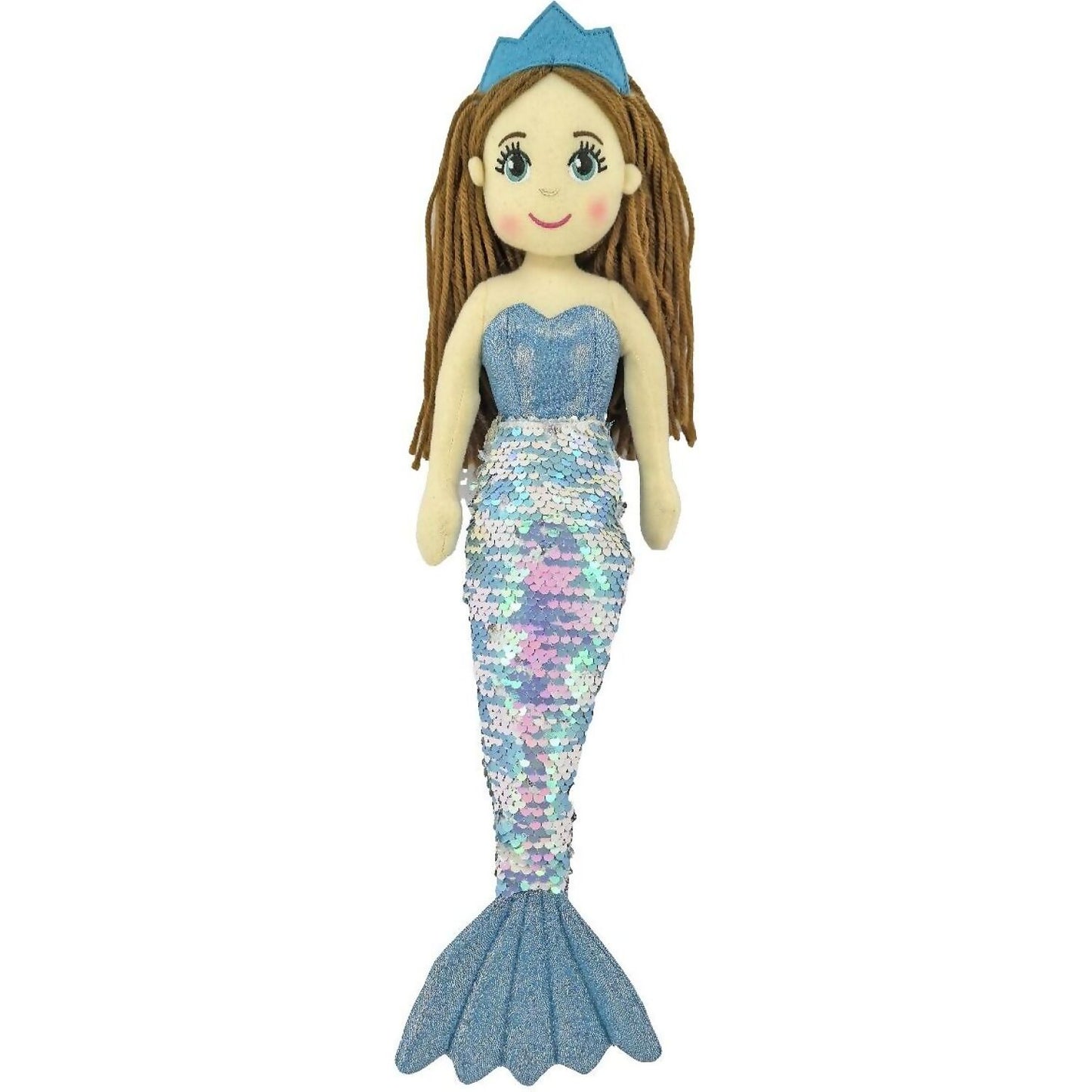 Cotton Candy - Mermaid Marina 45cm Sequined Pastel Blue Multicolor/Silver Flip Tail - Plush