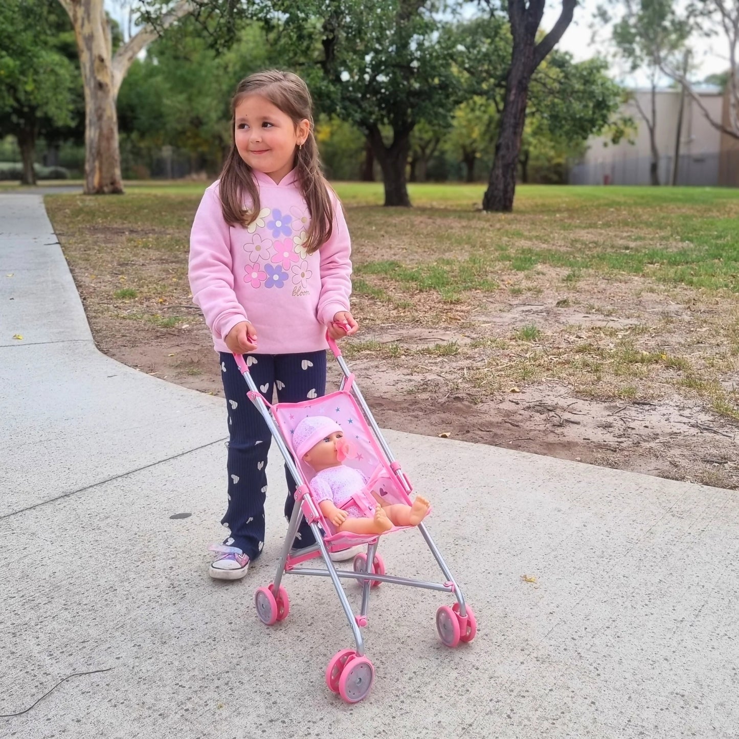 Playworld - Stars Doll Umbrella Stroller - Pink