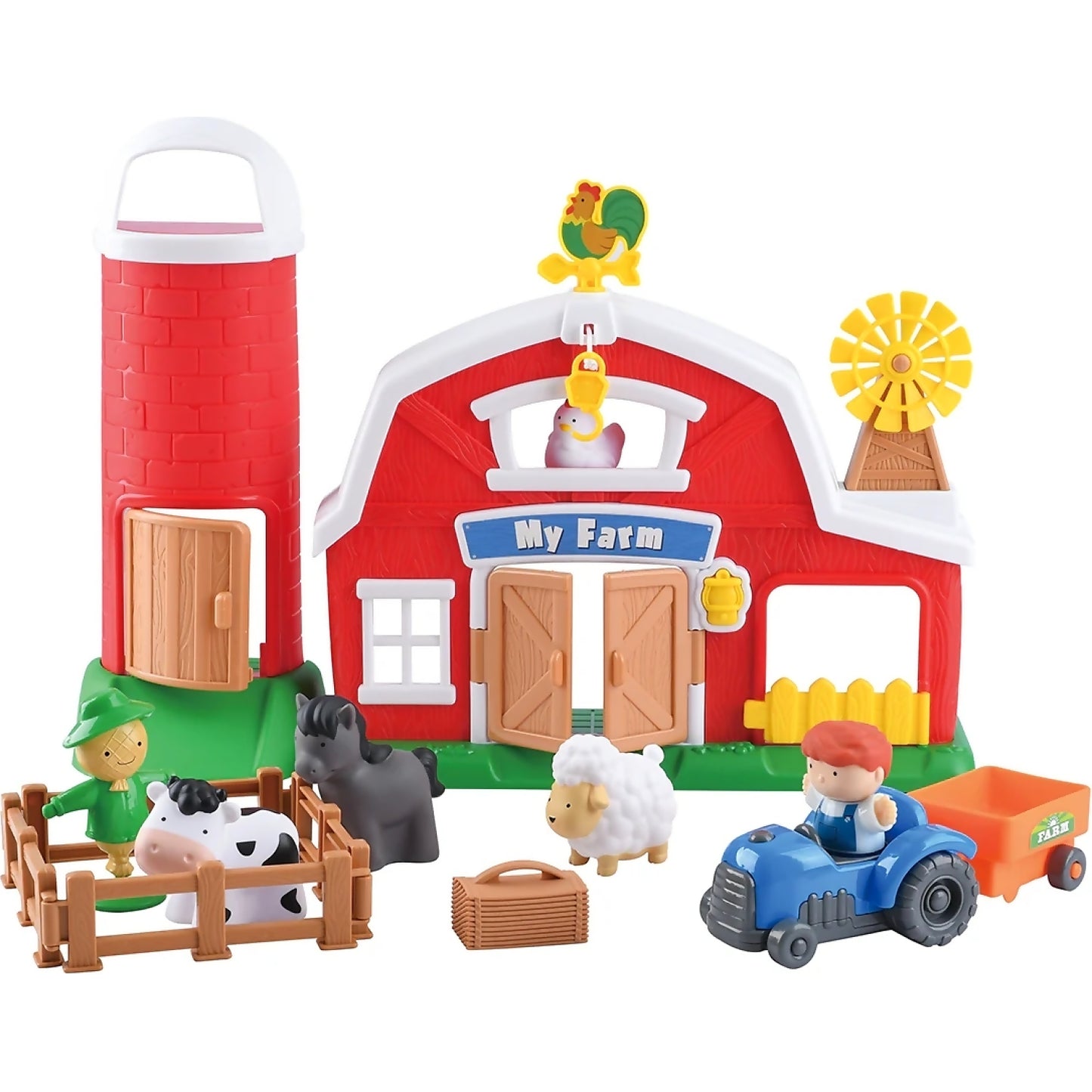Playgo Toys Ent. Ltd. - Busy Farm Life With Grain Silo 16 Pcs Playset