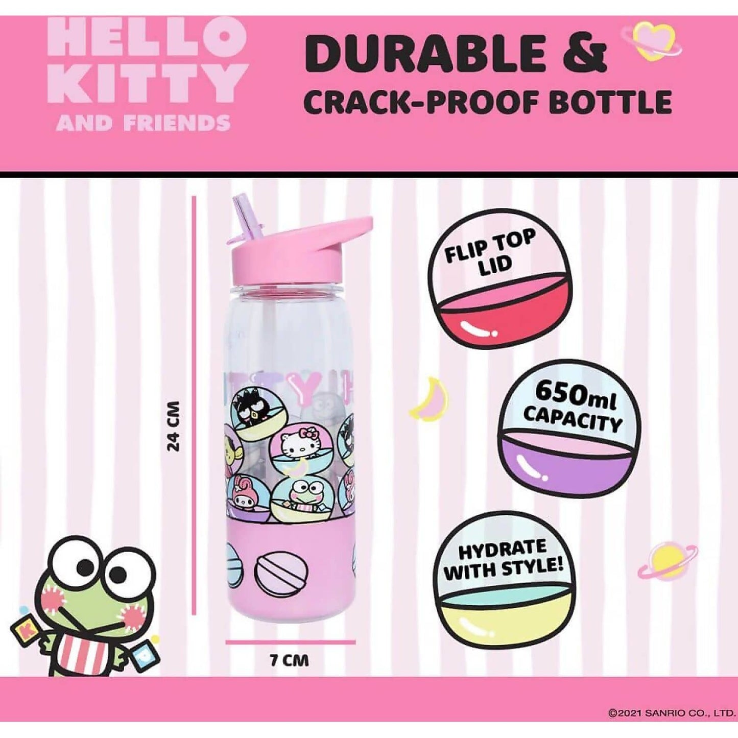 Hello Kitty and Friends - Hello Kitty Flip Top Bottle 650ml - Jasnor