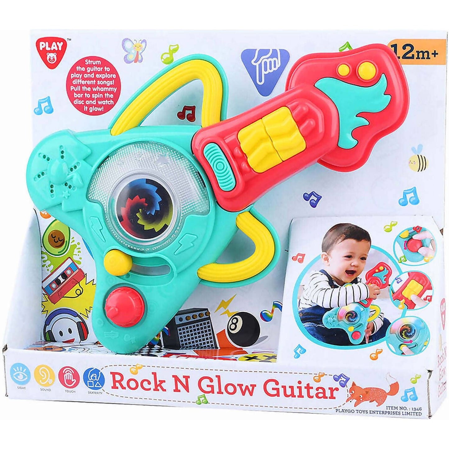 Playgo Toys Ent. Ltd. - Battery Operated Rock N Glow Guitar Assorted Colors (chosen At Random)