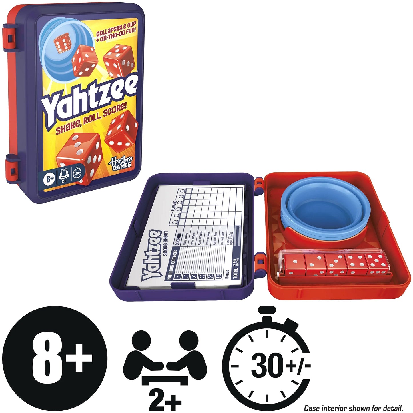 Yahtzee - Dice Game with Collapsible Cup & Storage Case - Hasbro