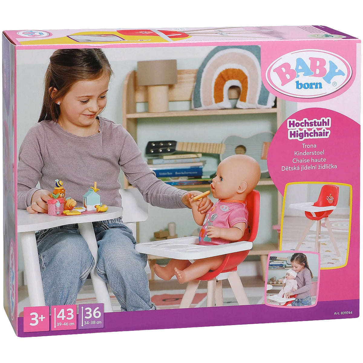 BABY born - High Chair Pink for 36 cm & 43 cm Dolls