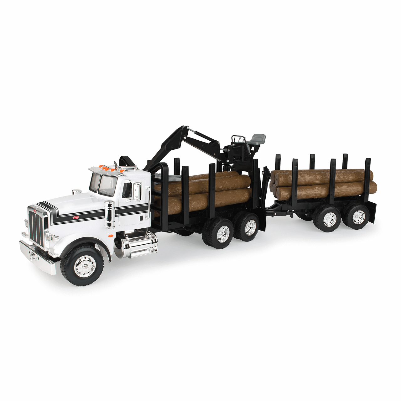 Tomy - Big Farm Peterbilt 1:16 Scale Model 367 Logging Truck With Pup Trailer And Logs