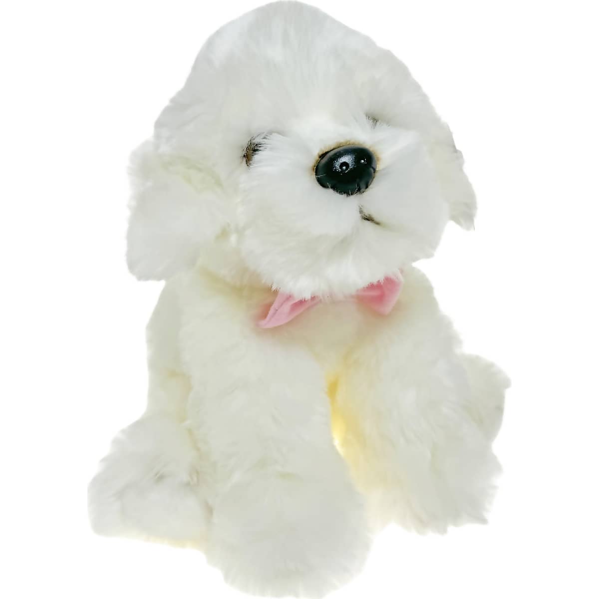 Cotton Candy - Plush Bichon Dog With Pink Bow 30cm