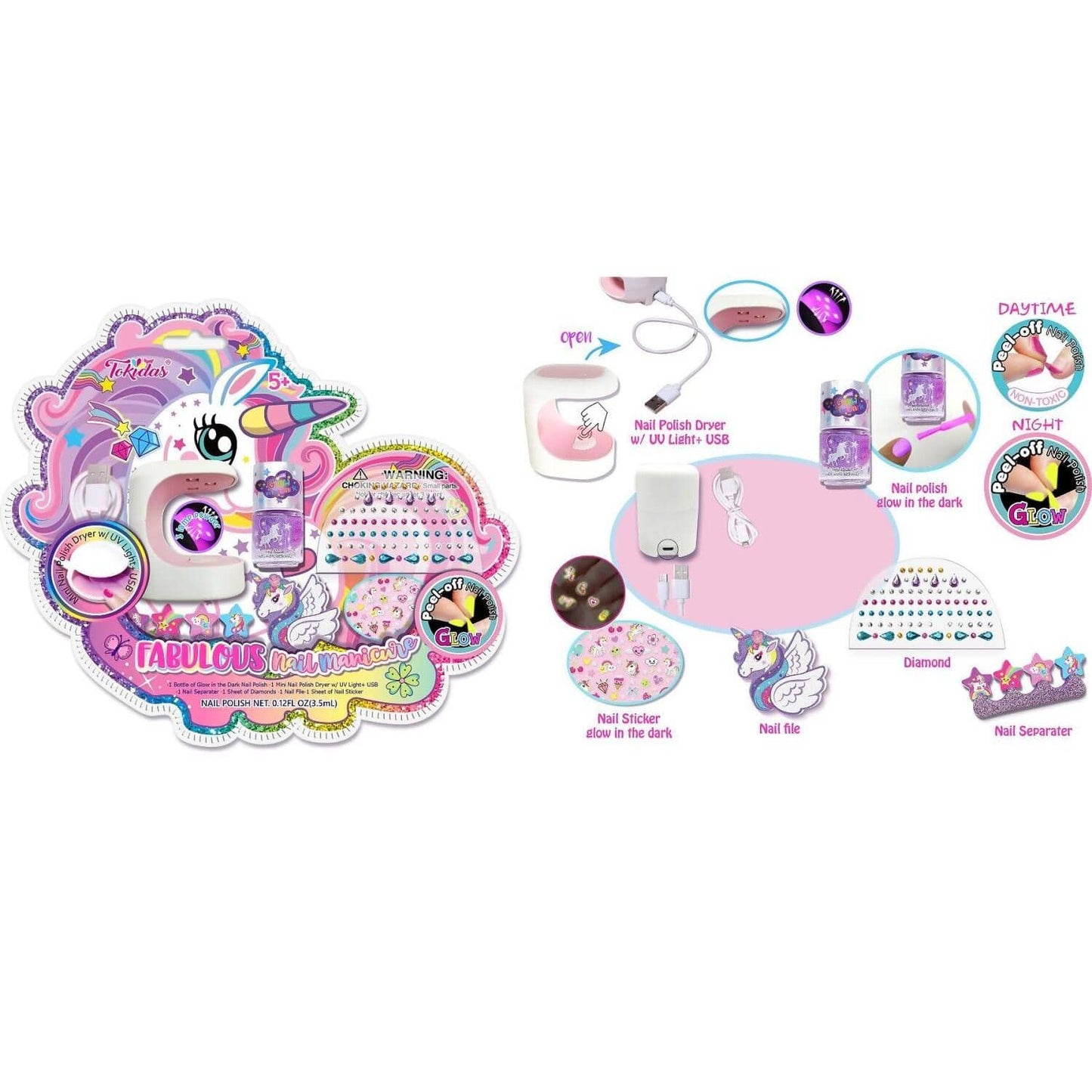 Tokidas - Fabulous Nail Manicure Set / Unicorn - Cotton Candy