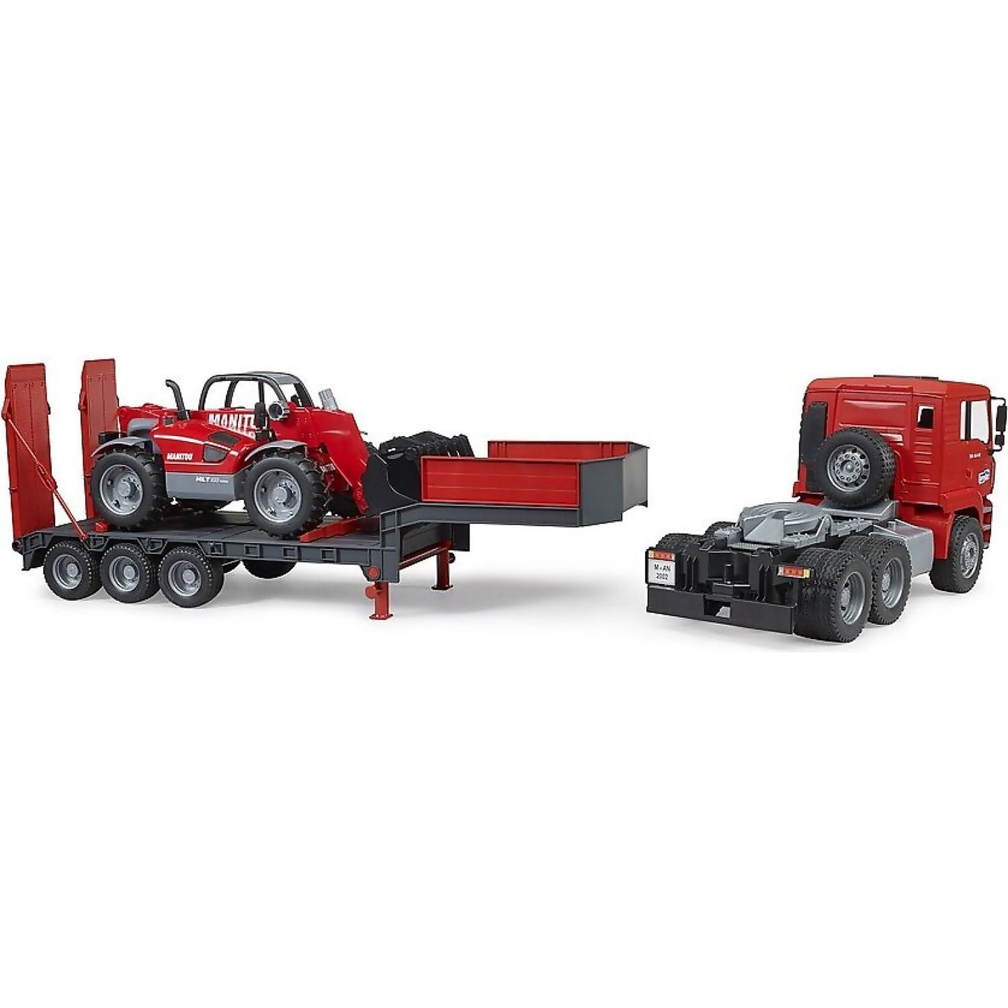 Bruder - Man Tga Truck With Low Loader Trailer And Manitou Telehandler