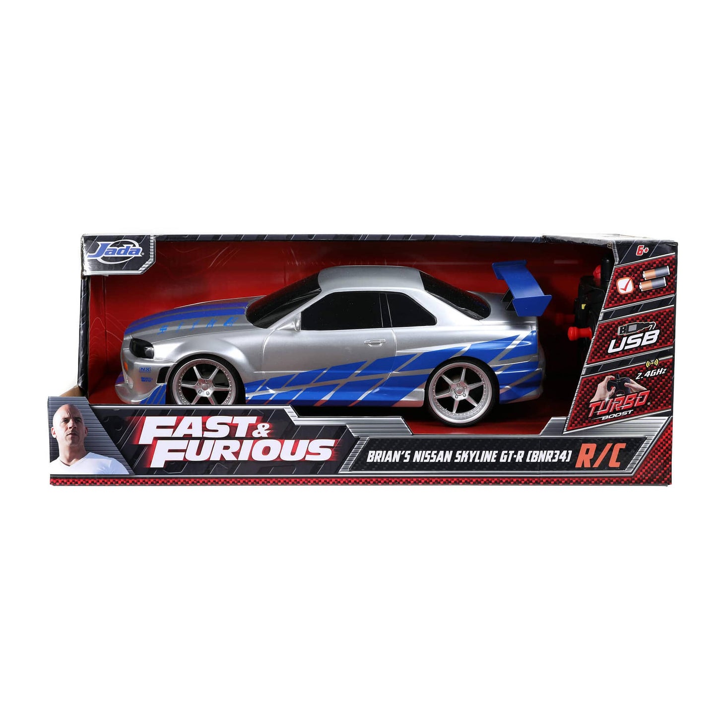 Fast & Furious Rc Brian's 2002 Nissan Skyline Gt-r (bnr34) (1:16) Remote Control