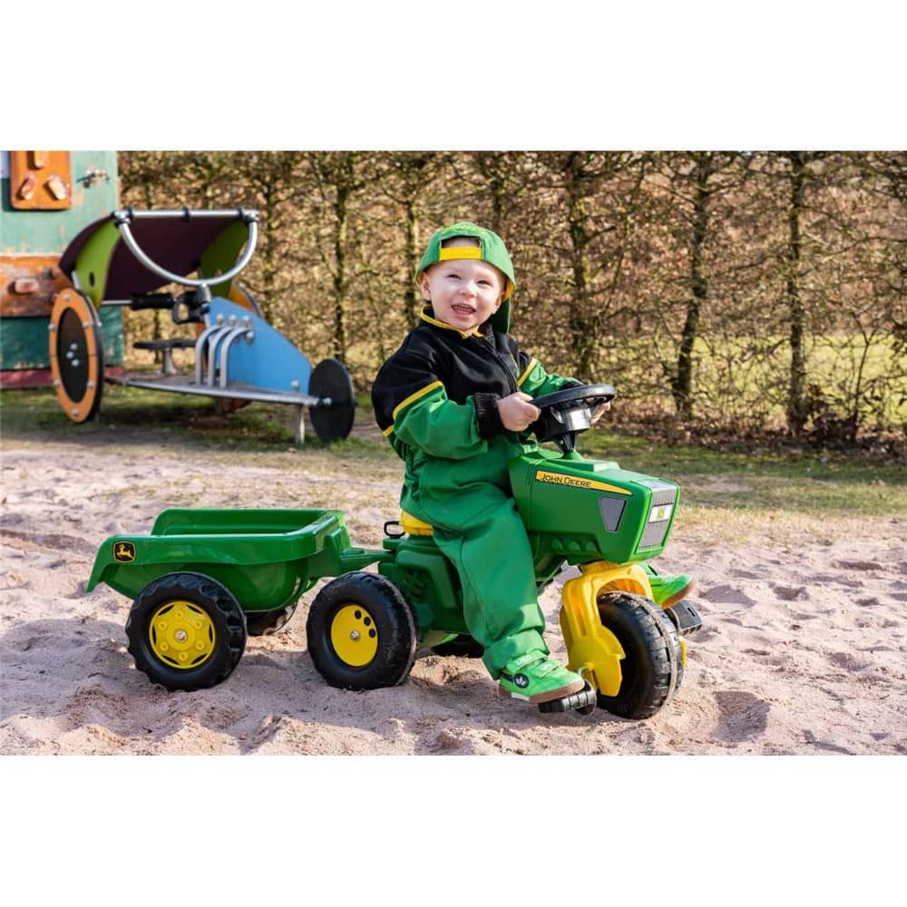 ROLLY KID JOHN DEERE PEDAL TRIKE WITH TRAILER
