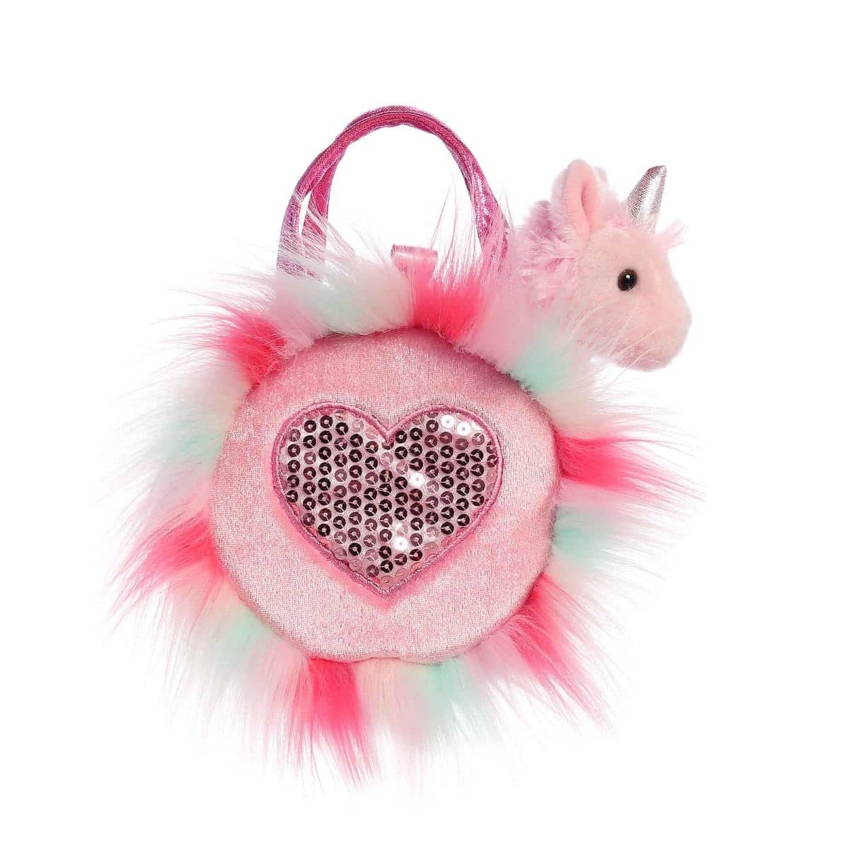 Cotton Candy - Fancy Pals Unicorn In Pink Fluffy Heart Bag