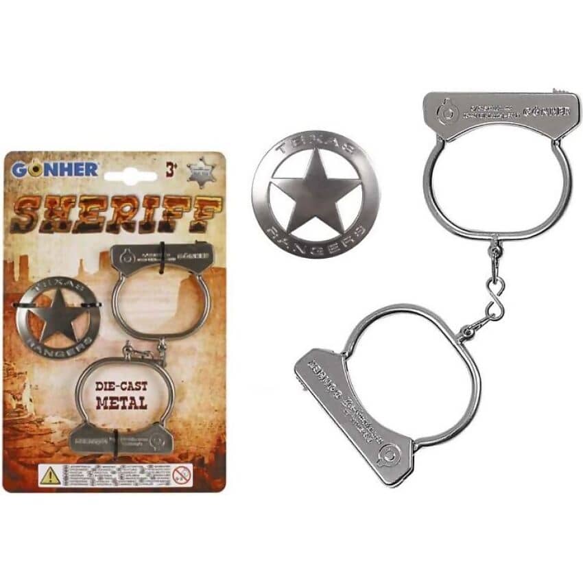 Gonher - Sheriff Metal Hand Cuffs And Badge Rp Dean