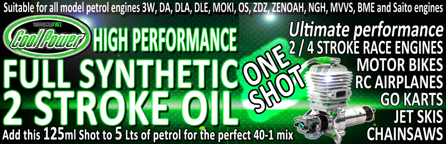 COOL POWER ONE SHOT 125ML SYNTHETIC OIL 4LT MIX 1:32  GAS FUEL