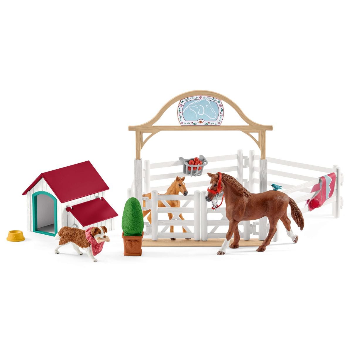 Schleich - Horse Club Hannahs Guest Horses With Ruby The Dog  Animal Playset