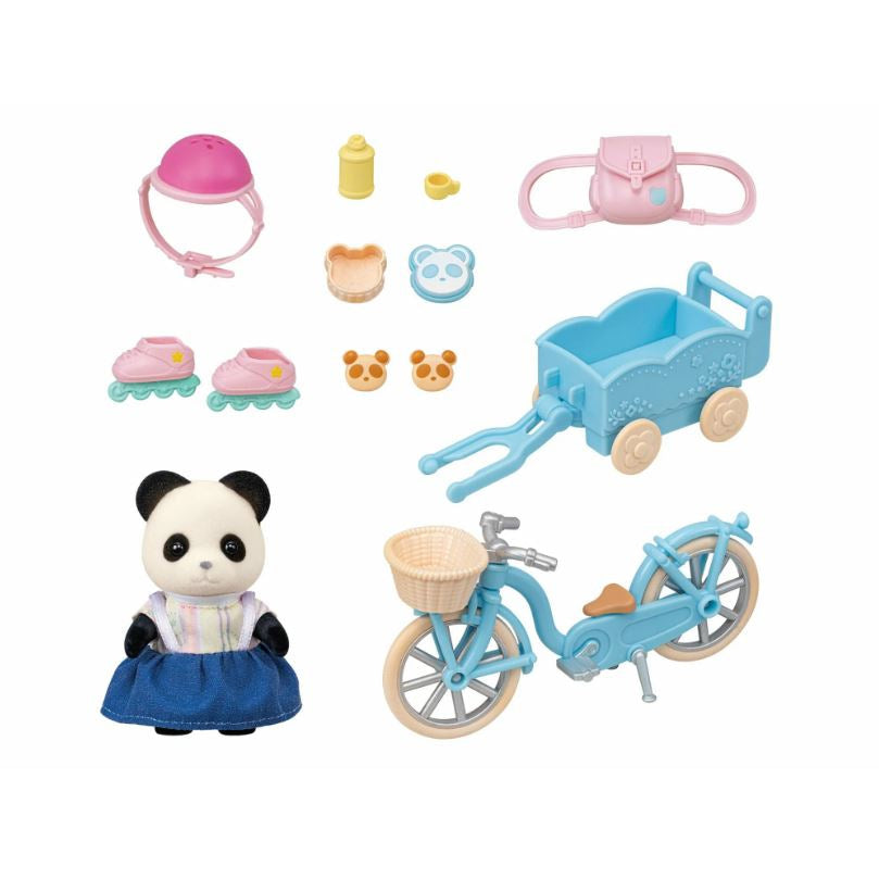 Sylvanian Families - Cycle &amp; Skate Playset - Panda Girl Animal Doll Playset