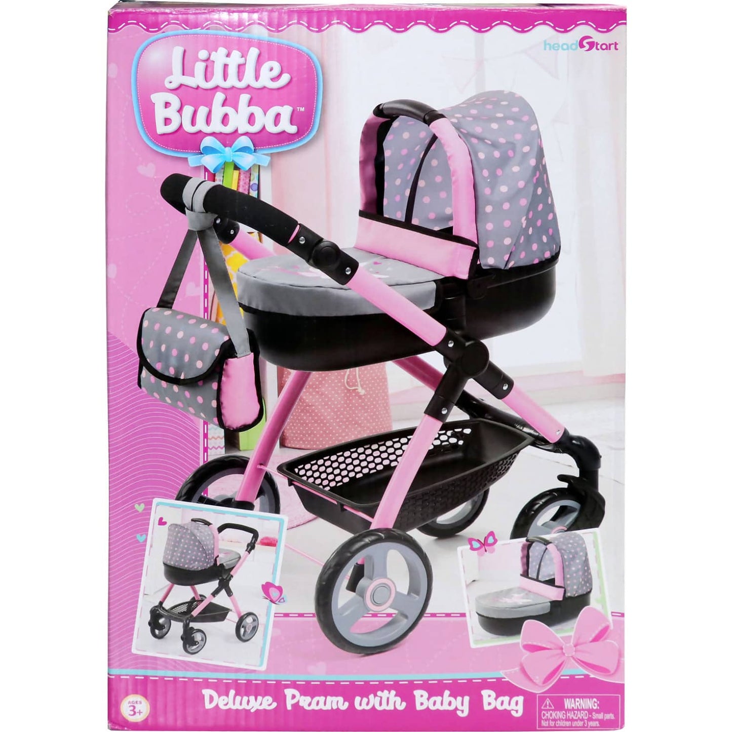 Little Bubba - Deluxe Dolls Pram With Baby Bag