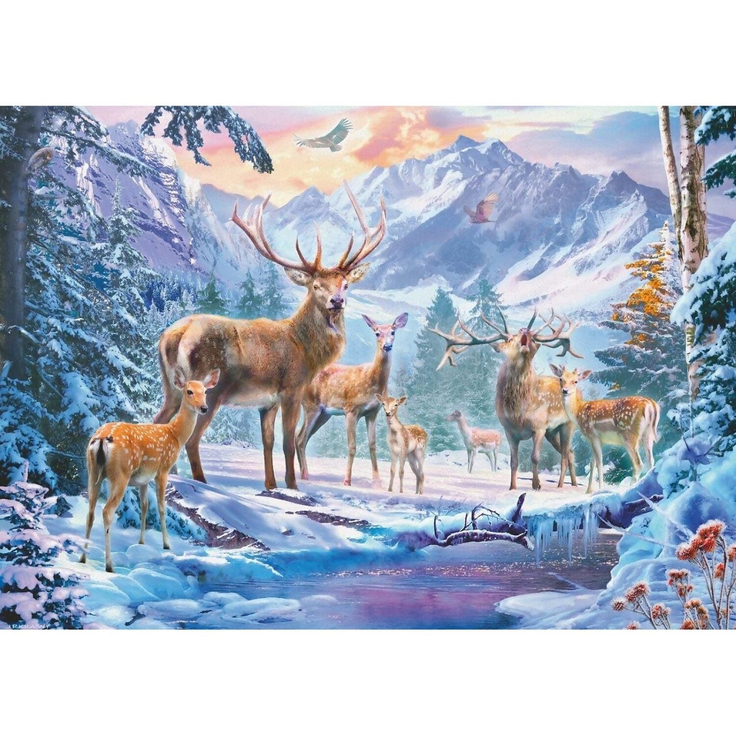 Ravensburger - Deer And Stags In Winter Puzzle Jigsaw Puzzle 1000 Pieces