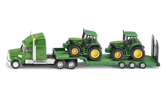 Siku - 1:87 Low Loader With John Deere Tractors – Die-Cast Farm Transporter Playset