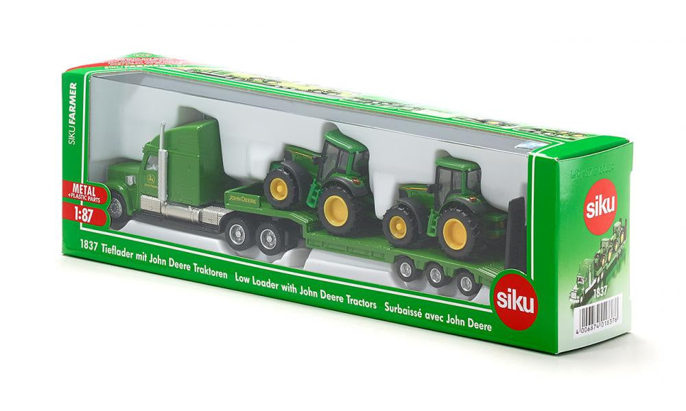 Siku - 1:87 Low Loader With John Deere Tractors – Die-Cast Farm Transporter Playset