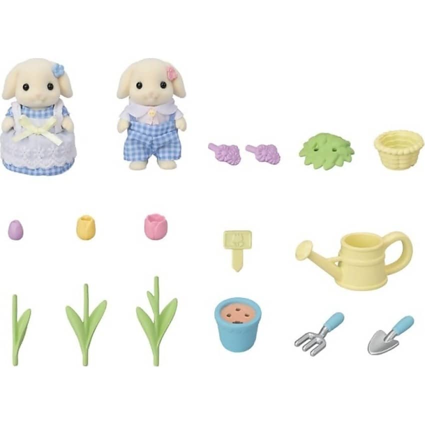Sylvanian Families - Blossom Gardening Set Flora Rabbit Sister & Brother