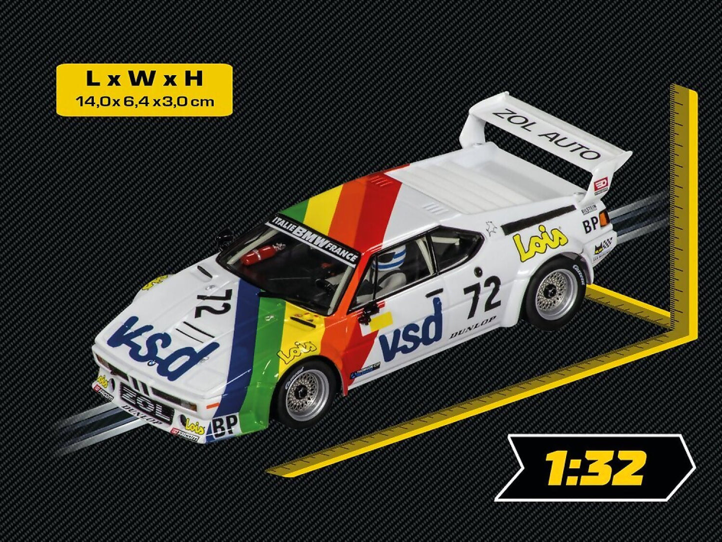 Carrera Evolution 1:32 - Bmw M1 'bmw Zol auto No.72 24h 1981 Slot Car Also Suits Scalextric