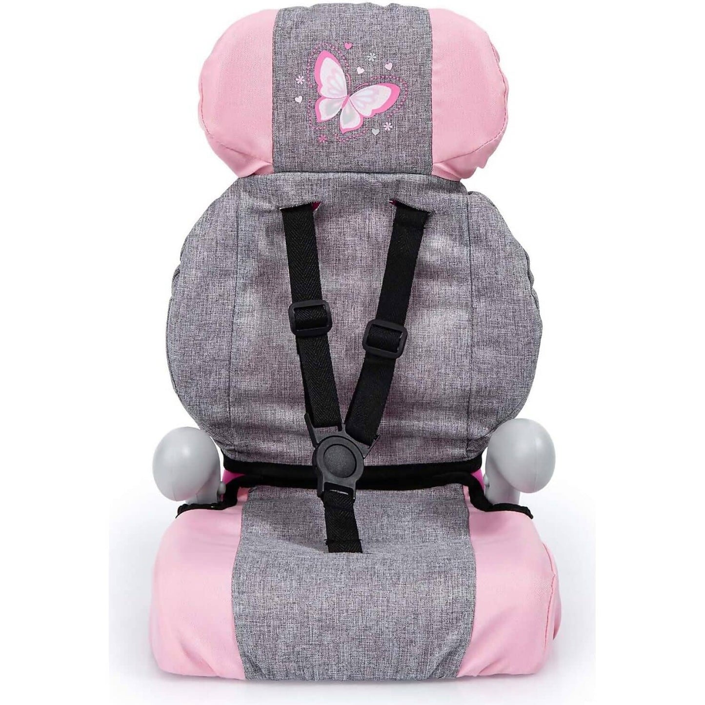Bayer - Deluxe Doll Car Seat with Strap Butterfly Grey/Pink