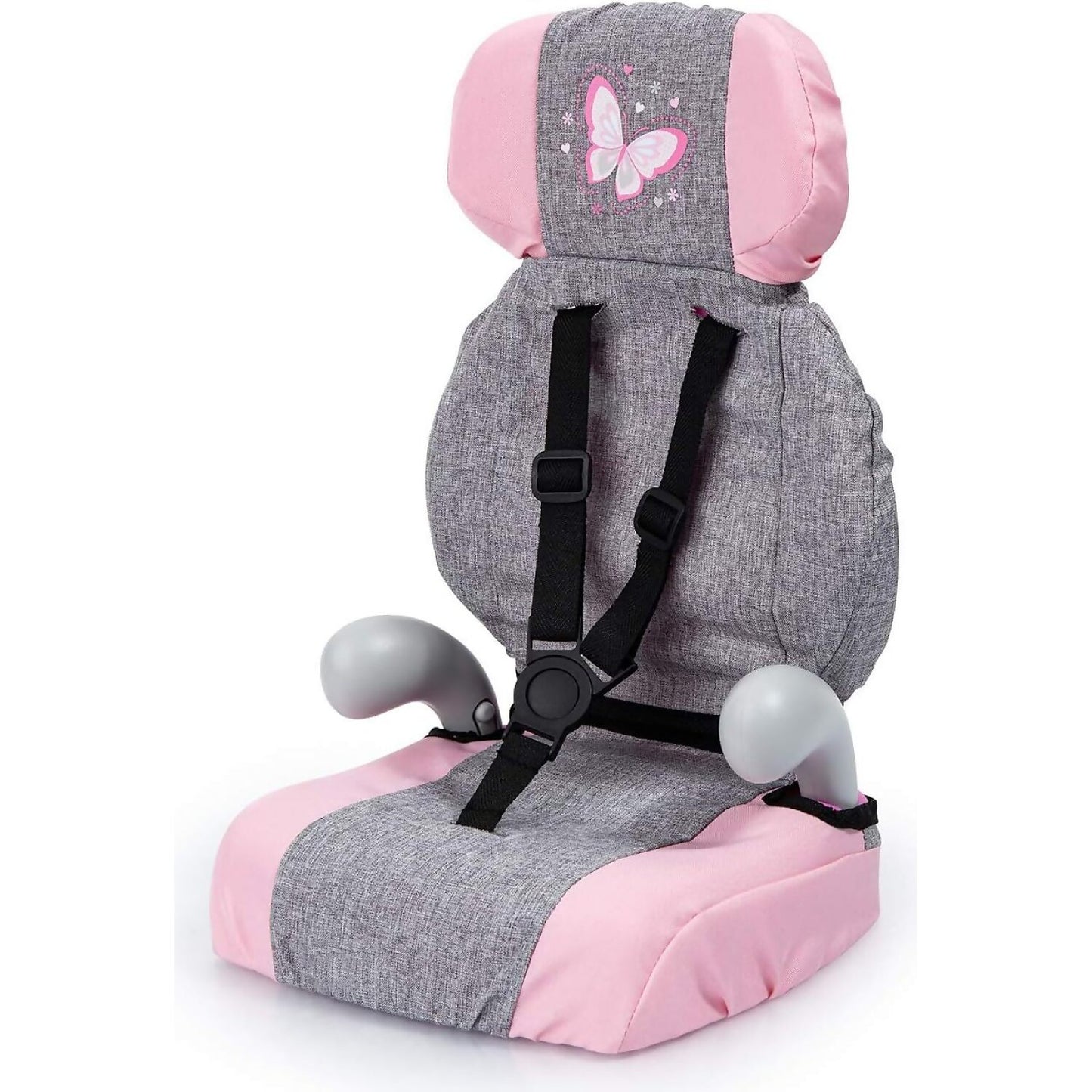 Bayer - Deluxe Doll Car Seat with Strap Butterfly Grey/Pink